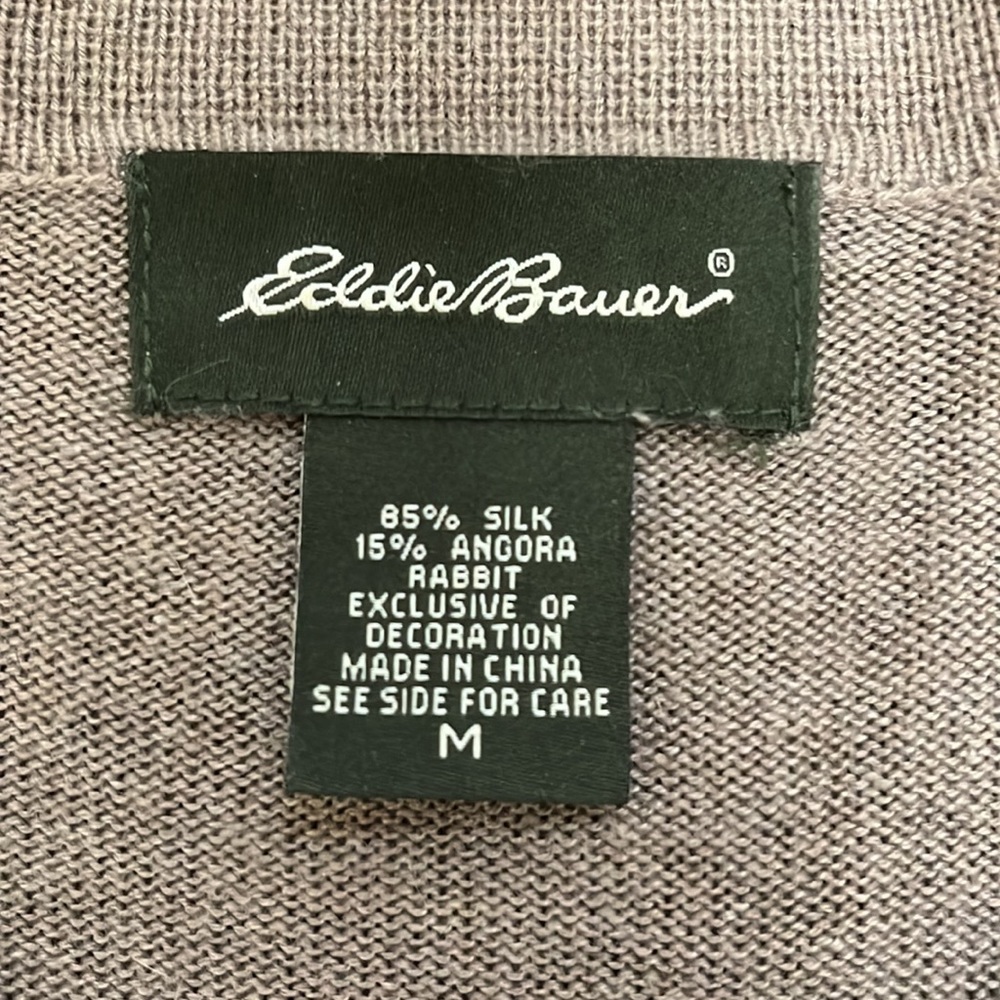 Eddie Bauer Henley Sweater Silk Angora